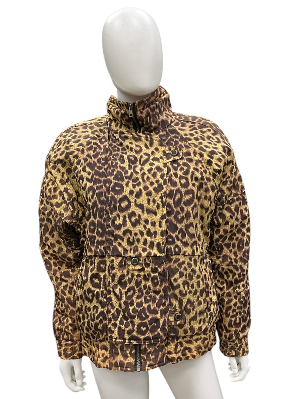 Vintage Kaos by Andy Johns Puffy Bomber Jacket Women’s Size S/M Leopard Print
